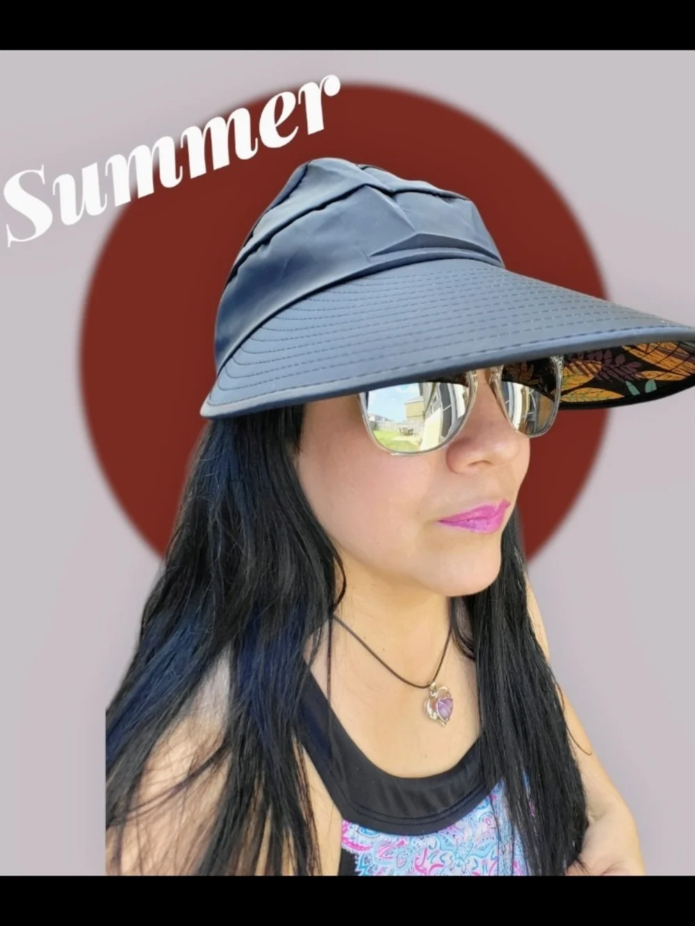 Wide-Brim Sun Visor Hat for Women - Black